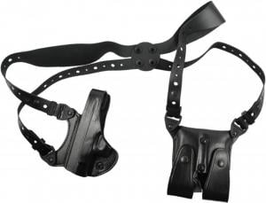 Gould & Goodrich Shoulder Holster w/Double Mag Pouch, Black, Left Hand - For Glock 17, 19, 22, 23, 30