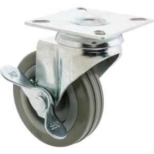 Steelex 3in Gray Rubber Swivel Caster, Plate Mount with Brake D2595