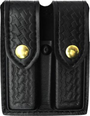 Safariland 77 Double Magazine Pouch, STX Plain Black, Brass Snap - Sig P239/Walther P5 & Similar - 77-118-4B