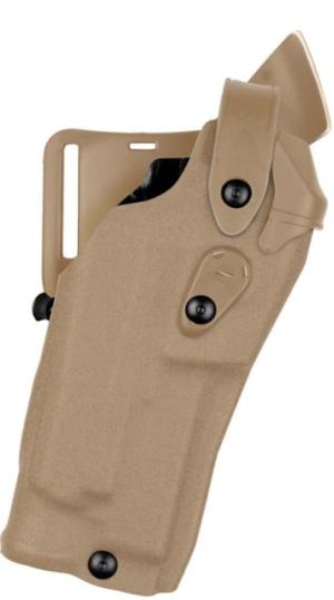 Safariland 6360RDS ALS/SLS Mid-Ride Level III Retention Duty OWB Belt Holster, Glock 17/22, SureFire XVL2, Left, Plain FDE Brown, 6360RDS-8392-552