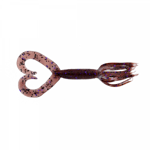 Yamamoto Double Tail Hula Grub Soft Lure 4" 10pk - Cinnamon Brown w/Large Black Purple Flake