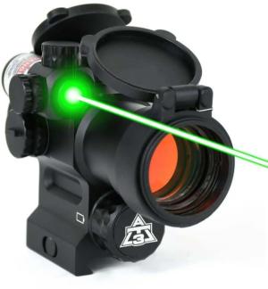 AT3 Tactical LEOS Red Dot Sight with Integrated Laser Sight & Riser, Green Laser, AT3-LEOS-GRN