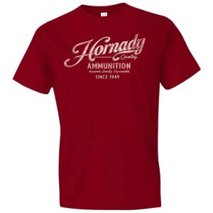 Hornady Gear 31873 Vintage Script Red Cotton Semi-Fitted Large
