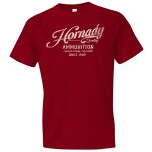 Hornady Gear 31875 Vintage Script Red Cotton Semi-Fitted 2XL
