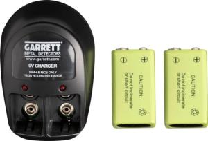 Garrett Recharger Kit for Garrett SuperWand and THD - 2 NiMH Batteries and 220 Volt Charger - European Standard 220v Outlet 1612100