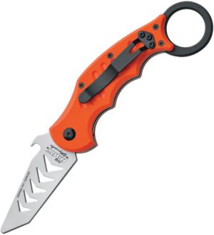 Fox Dart Karambit Trainer Folding Knife, 2.5 bead blast finish unsharpened 420C stainless , Orange G10 handle, 01FX023