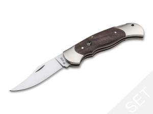 Boker Solingen Optima Walnut Set I Folding Knife, 3.23in, 4034, Nickel Silver, Walnut Wood Brown Handle, 113113