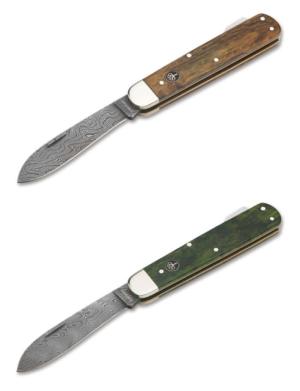 Boker Solingen Hunters Mono Folding Knife, 3.35in, Damascus, Curly Birch Wood Brown Handle, 117030DAM