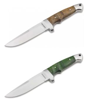 Boker Solingen Vollintegral 2.0 Fixed Blade Knife, 4.61in, 440C, Curly Birch Wood Green Handle, 128585