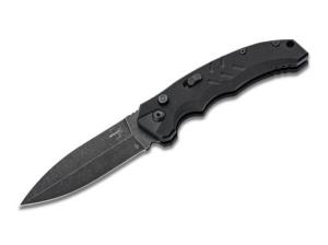 BOKER Intention II Dagger Folding Knife 3.35" Stonewash Dagger Blade | Black G10 Handle