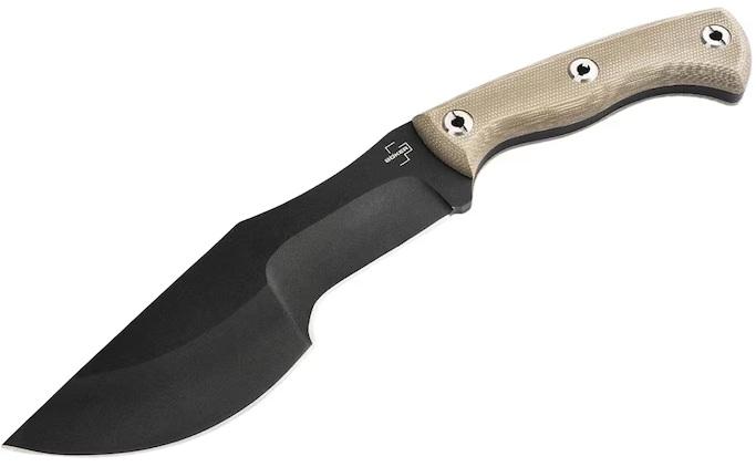 Boker Knives Tracker 2.0 Fixed Blade Knife 7.2" Clip Point 1095 Black Blade Micarta Handle Brown