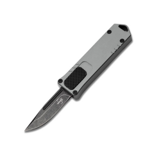 Plus USB 2.0 Out The Front Gray 1.77in Plain Black Stonewash Clip Point Knife