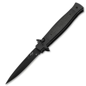 BOKER STILETTO 3.5" FALSE EDGE/PLAIN/BLACK/BLACK