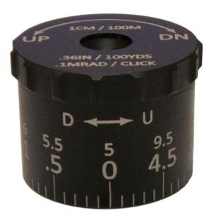 Sightron SIII8x32/SIII6x24, 0.1 MRAD Tactical Elevation Knob, 9.5 MRAD, Black, SIII6-24 8-32mm .1 MRAD Tactical Elevation Knob 9, 74006