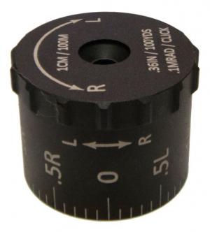 Sightron SIII8x32mm/SIII6x24mm Tactical Windage Knob, .1MIL, 2.5L-2.5R, Black, 8-32 and SIII6-24 Tactical Windage Knob .1MIL 2.5L, 75004