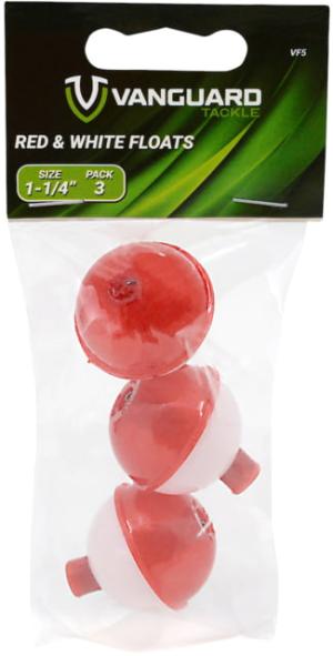 Vanguard Red/White Fishing Floats, 1-1/4in, 3-Pack, VF5