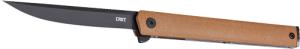 CRKT CEO Folding Knife Desert Tan 3.35in Plain Black EDP Straight Back