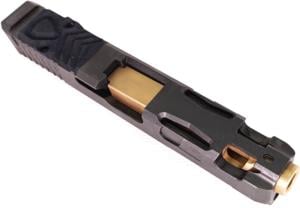 Trinity Nevada Deimos Slide Assembly, Glock 17 Gen 3, Gold TiN Slide & DLC Black Barrelcomp, Full, DM137GGTD