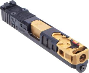 Trinity Nevada Ground Breaker Complete Slide, Glock 17 Gen 4, Gold TiN Slide & DLC Black Barrelcomp, Full, GZ147GGTD