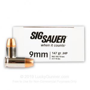 9mm - 147 Grain JHP - Sig Sauer V-Crown - 50 Rounds