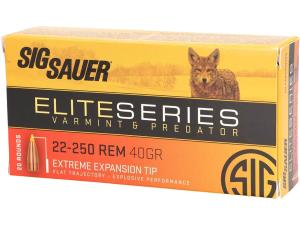 Sig Sauer Elite Performance Varmint and Predator Ammunition 22-250 Remington 40 Grain Polymer Tip Box of 20 - 487242