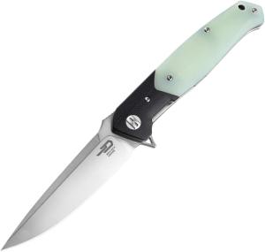 Bestech Knives Swordfish Linerlock MagnaCut Folding Knife, 4in, Satin MagnaCut Steel Blade, Jade/Black G10 Handle, Boxed, BG03L