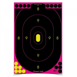Birchwood Casey Shoot-N-C 12" x 18" Self-Adhesive Silhouette Bullseye Target, Black/Pink, 1400 Pasters, 100/pack - 34633