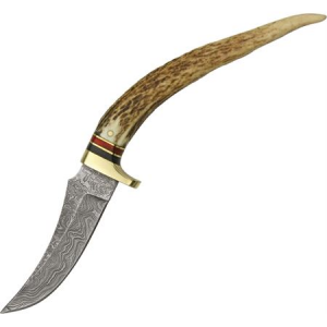 Damascus Knives 1028 Tip Skinner Fixed Blade Knife