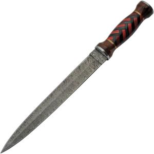Damascus Fixed Blade Red/Black