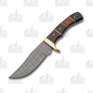 Rite Edge 9.75" Damascus Walnut & Horn Fixed Blade Hunter