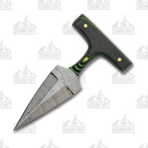 Damascus Push Dagger Green Micarta