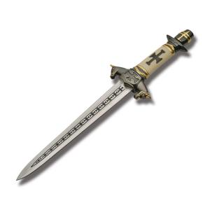 Szco Kings Hand Dagger with Imitation Ivory Handles and Stainless Steel Dagger Plain Edge Blades