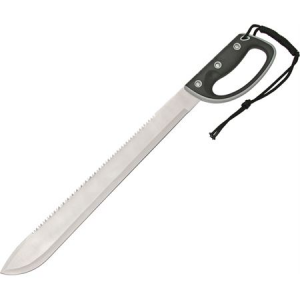 Rite Edge Knives CN926813 Stainless Sawback Blade Machete with Black and Gray Rubber Handle