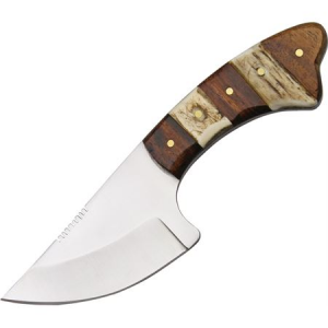 Steel Stag Knives 7014 Short Skinner Fixed Blade Knife with DARK Brown Wood Handles