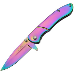 Rite Edge Knives 300351 Assisted Folding Pocket Knife with Titanium Rainbow Coated Stainless Handles
