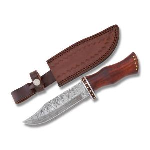 Rite Edge Friar Tuck Bowie with Wood Handles and Damascus Steel 5.75" Clip Point Plain Edge Blades Model DM-1170