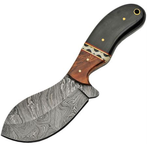 Damascus 1191 Skinner Damascus Steel Blade Knife with Horn and Olive Wood Handle
