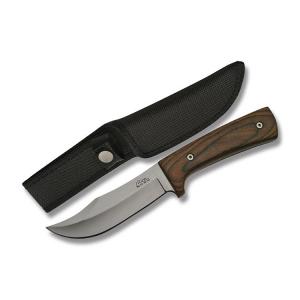 Szco Hunting Knife with Wood Handles and Stainless Steel Skinner Plain Edge Blade Model 211377-WD