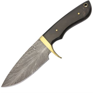 Damascus Knives 1089HN Damascus Hunter Horn Handle Fixed Blade Knife