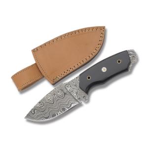 Szco Wide Belly Fixed Blade with Buffalo Horn Handles and Damascus Steel 3.50" Drop Point Plain Edge Blades Model DM-1128HN