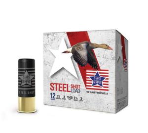 PPU Stars &amp; Stripes Steel Shotshell 12-Gauge 3&quot; Steel 1-1/8oz 3-Shot 25-Count