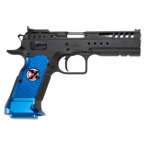 Tanfoglio Limited Master Xtreme 9mm Luger 17+1 4.76” Stainless Steel Barrel, Black Steel Optic Ready/Serrated Slide, Black Steel Frame w/Beavertail &amp; Picatinny Rail, Blue Polymer Grip