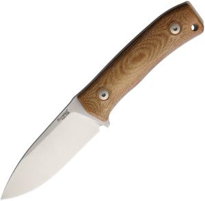 Lionsteel M4 Fixed Blade Natural Canvas Knife, 3.75 satin finish Bohler M390 stainless blade, Natural canvas micarta handle, M4 CVN