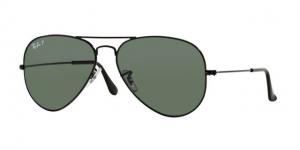 Ray-Ban RB 3025 Sunglasses, Black Frame / Crystal Green Polarized 62 mm Lenses, 002-58-6214