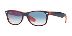 Ray-Ban New Wayfarer Sunglasses RB2132 789/3F-5518 - Top Blue-Orange Frame, Crystal Gradient Light Blue Lenses