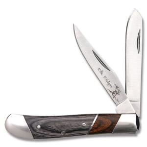 Master Cutlery Elk Ridge Trapper 3.50" with Grey and Brown Wood Handles and Stainless Steel Plain Edge Blades Model ER-220MMP