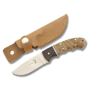 Master Cutlery Elk Ridge Finger Groove Hunter with Two-Tone Wood Handles and Stainless Steel 3.625" Drop Point Plain Edge Blades Model ER-128