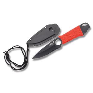 Master Cutlery Knives Red Neck Knife with Red Paracord Wrapped Handle and Black Coated 440 Stainless Steel 2.875" Clip Point Partially Serrated Edge Blade Model MU-1121RD
