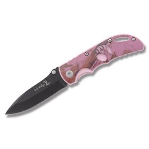 Master Cutlery Elk Ridge Linerlock with Pink Camo Aluminum Handles and Black Coated Stainless Steel 2.75"  Spear Point Plain Edge Blades Model ER-134PC