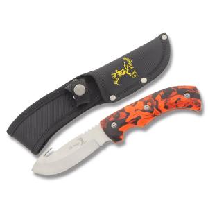 Master Cutlery Elk Ridge Hunter with Red Camo Aluminum Handles and 440 Stainless Steel Guthook Plain Edge Blades Model ER-274RC